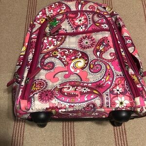 Vera Bradley Pink Paisley Multi-Zip Small Carry On with Wheels